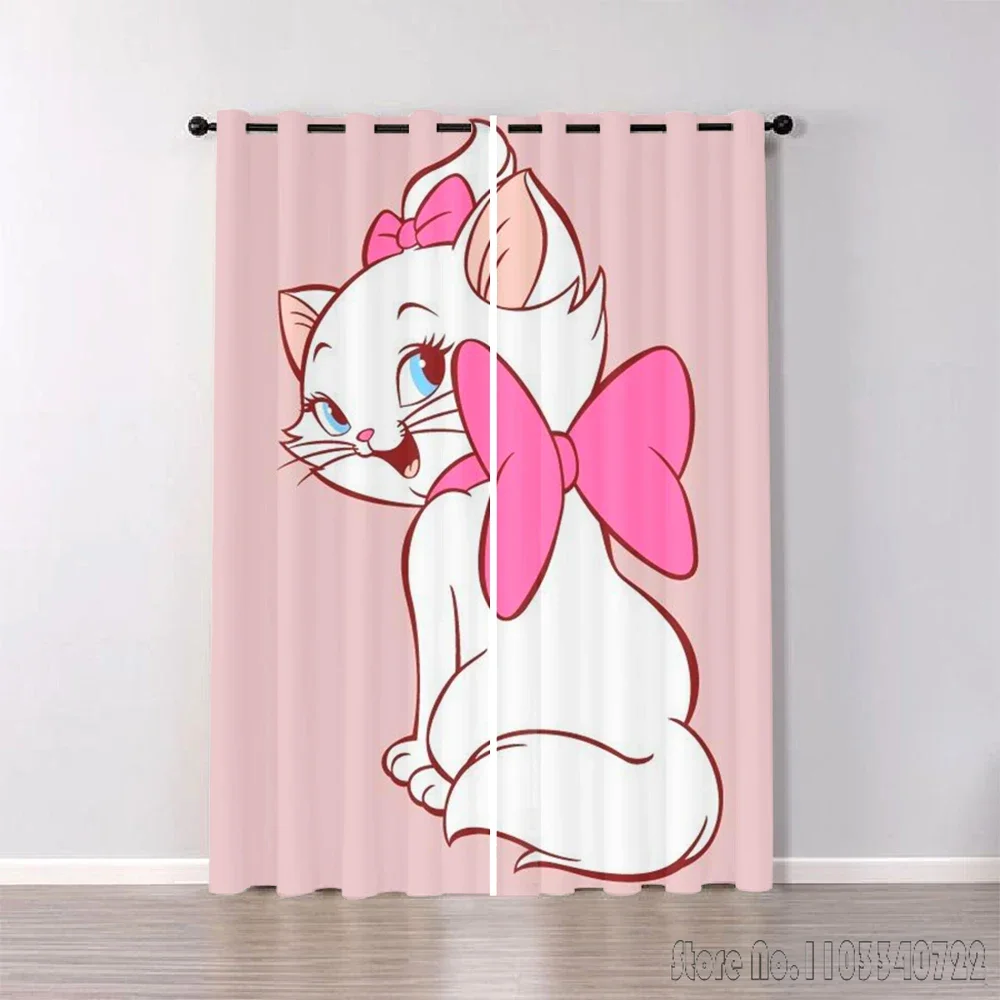 Disney Marie Cat Girl Princess Window Curtain 3D Print Blackout Curtains Living Room Bedroom Decor Custom Kids Gift