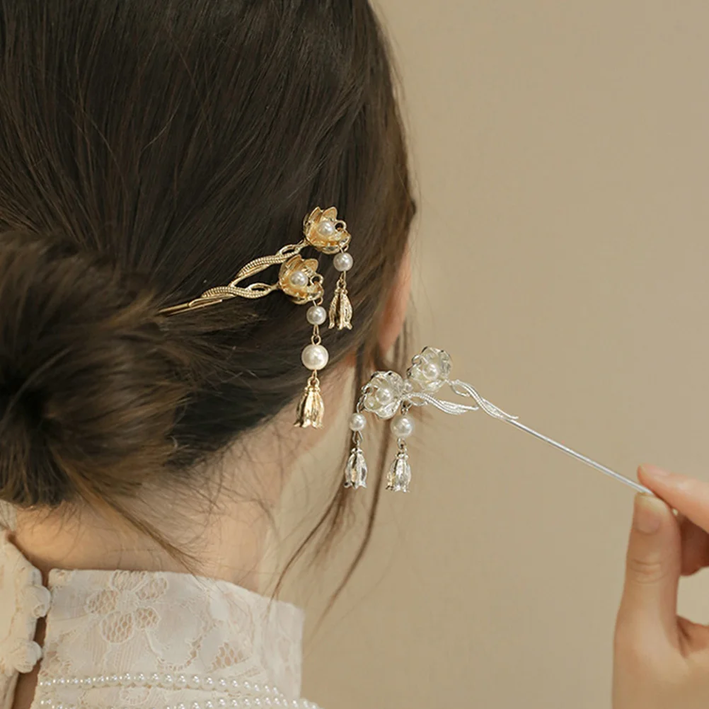 

Tassel Hairpin Vintage Stick Women Sticks Fork Decoration Accessories Flower Wedding Forks