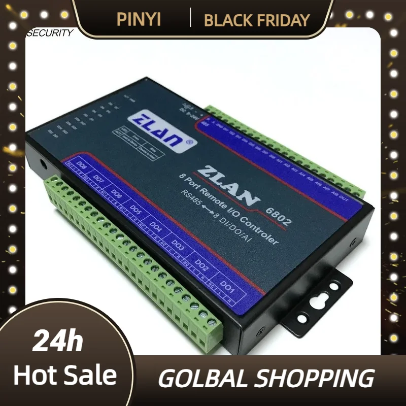 ZLAN6802 8 قناة منفذ تحكم الإدخال/الإخراج عن بعد DI AI DO RS485 إيثرنت Modbus I/O وحدة RTU جامع البيانات