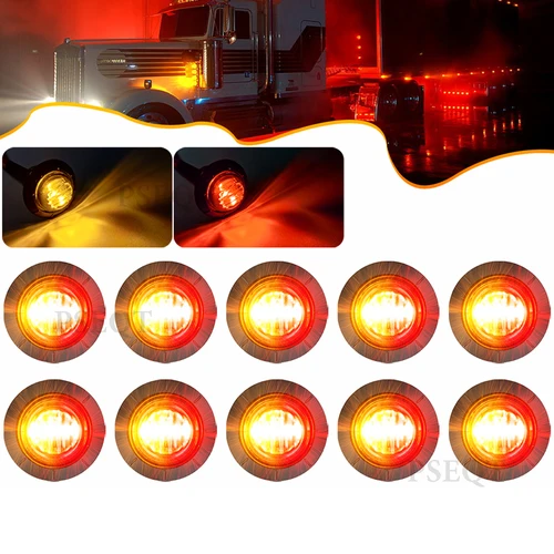 Imagen 2 del producto 10 Uds. Luces marcadoras LED de 3/4 pulgadas de doble Color redondas 12V luces de liquidación de remolque de camión impermeables PSEQT