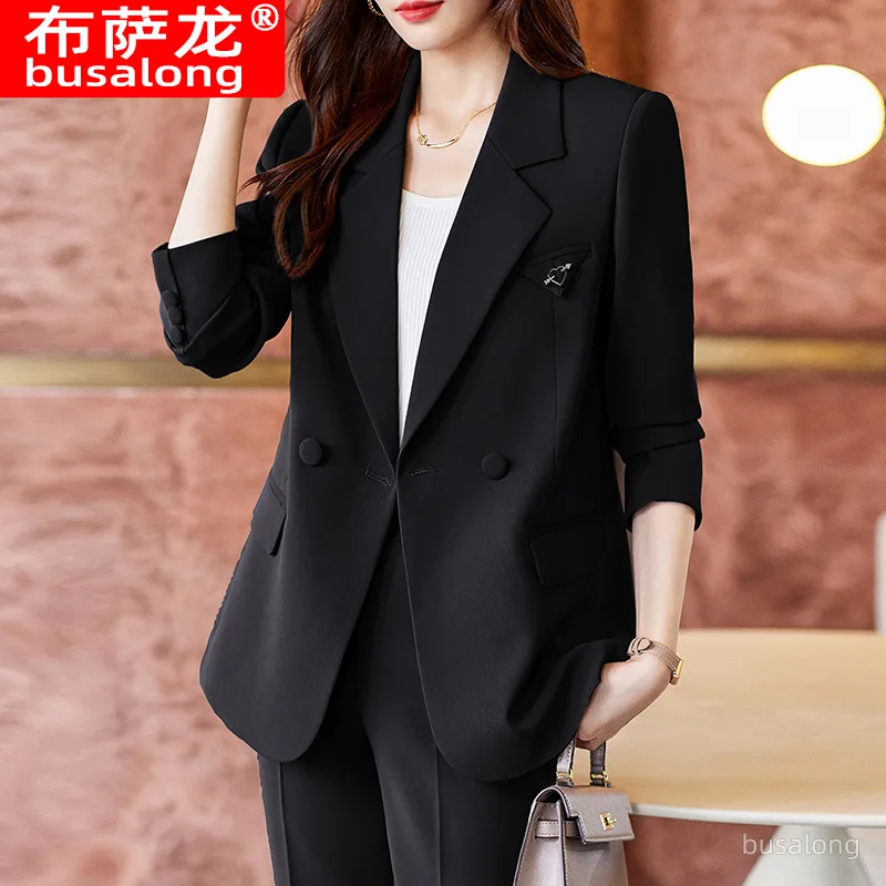 Gray High-Grade Coat Female 2023 Spring and Summer Small Tailored Suit Formal Clothes Casual Business Attire Interview Fashion S