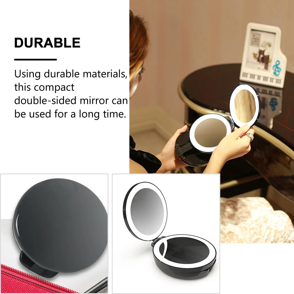 

1Pcs Folding Makeup Mirror Compact Durable Double-Sided LED Magnifying Portable Travel Mini Pocket Cosmetics Mirror
