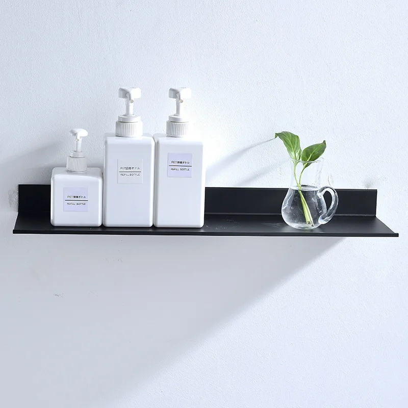 Bathroom Rack Wall Mounted Shelves Kitchen Washroom Accessories Space Aluminum Storage Racks Black Household Organizing Shelf