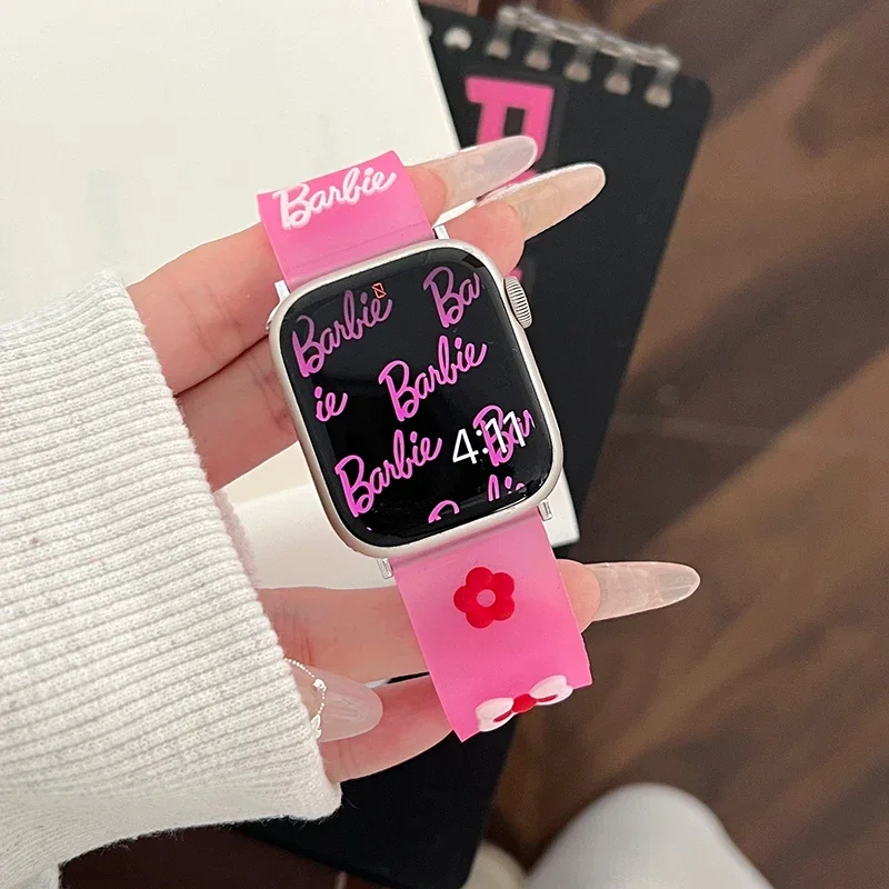 Cinturino in Silicone opaco cartone animato per cinturino Apple Watch 44mm 45mm 40mm 41 38 Ultra 2 49mm bracciale trasparente per Iwatch 9 8 7 6 5 SE