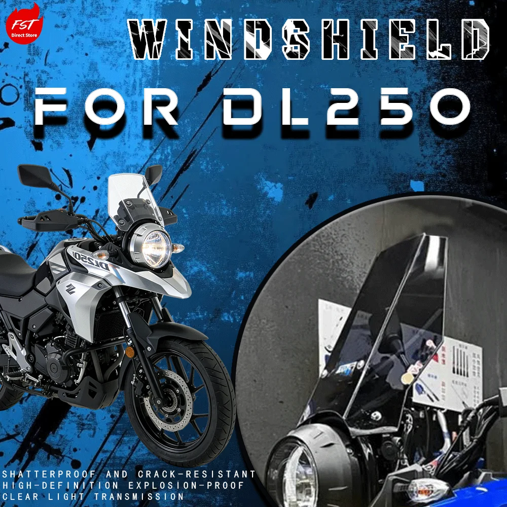 

For DL250 Modified Tall Straight Windshield Accessories No Drill Installation Front Windshield