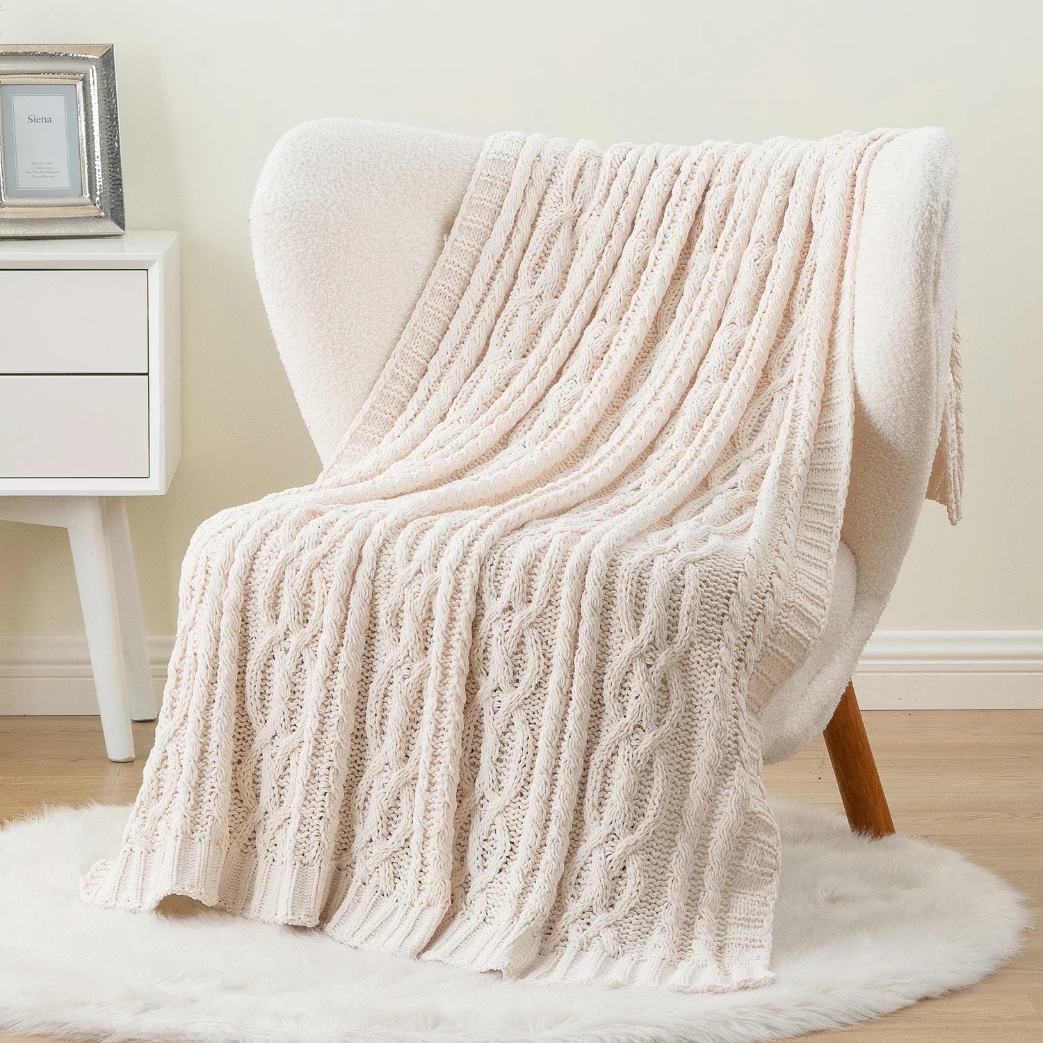 Knitted Blankets Thick Chenille Blanket Plaid Throw Blanket for Sofa chunky Throws Bedspread On The Bed New Year Decor