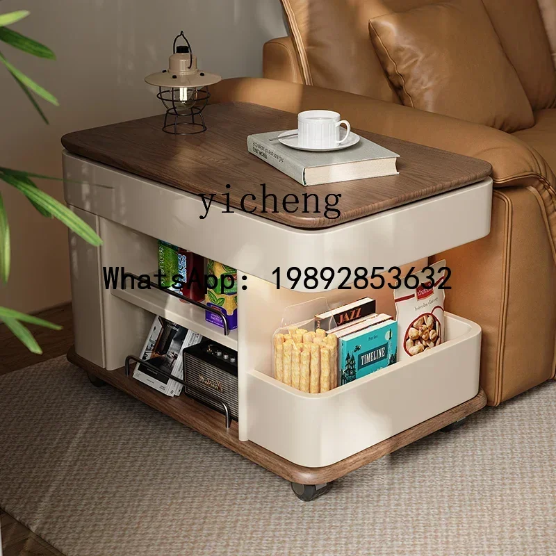F1 طاولة القهوة المتنقلة غرفة المعيشة المنزلية شقة صغيرة الحديثة طاولة جانبية بسيطة عربة متعددة الوظائف #5