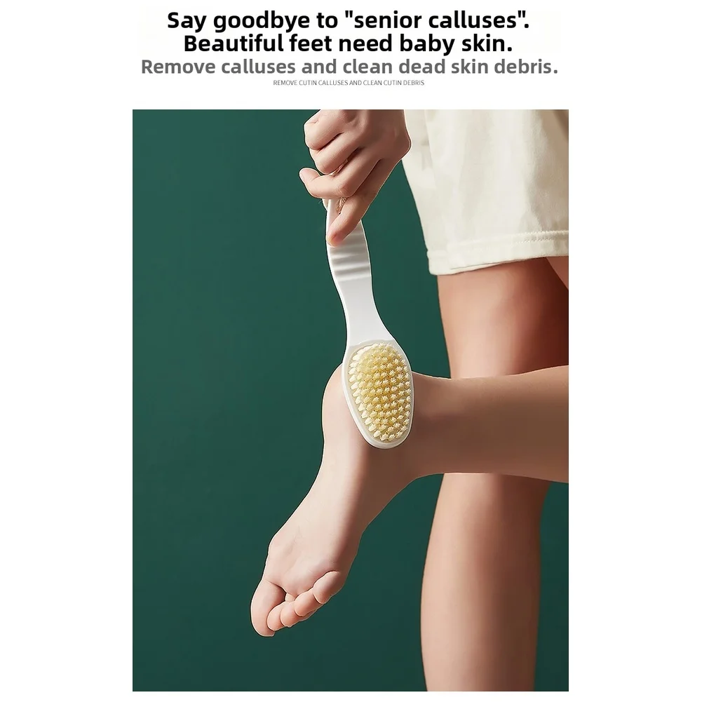 2 in 1 Foot Callus Remover with Dual Sided Pumice Stone and Soft Bristles for Dead Skin Removal and Deep Foot Cleaning