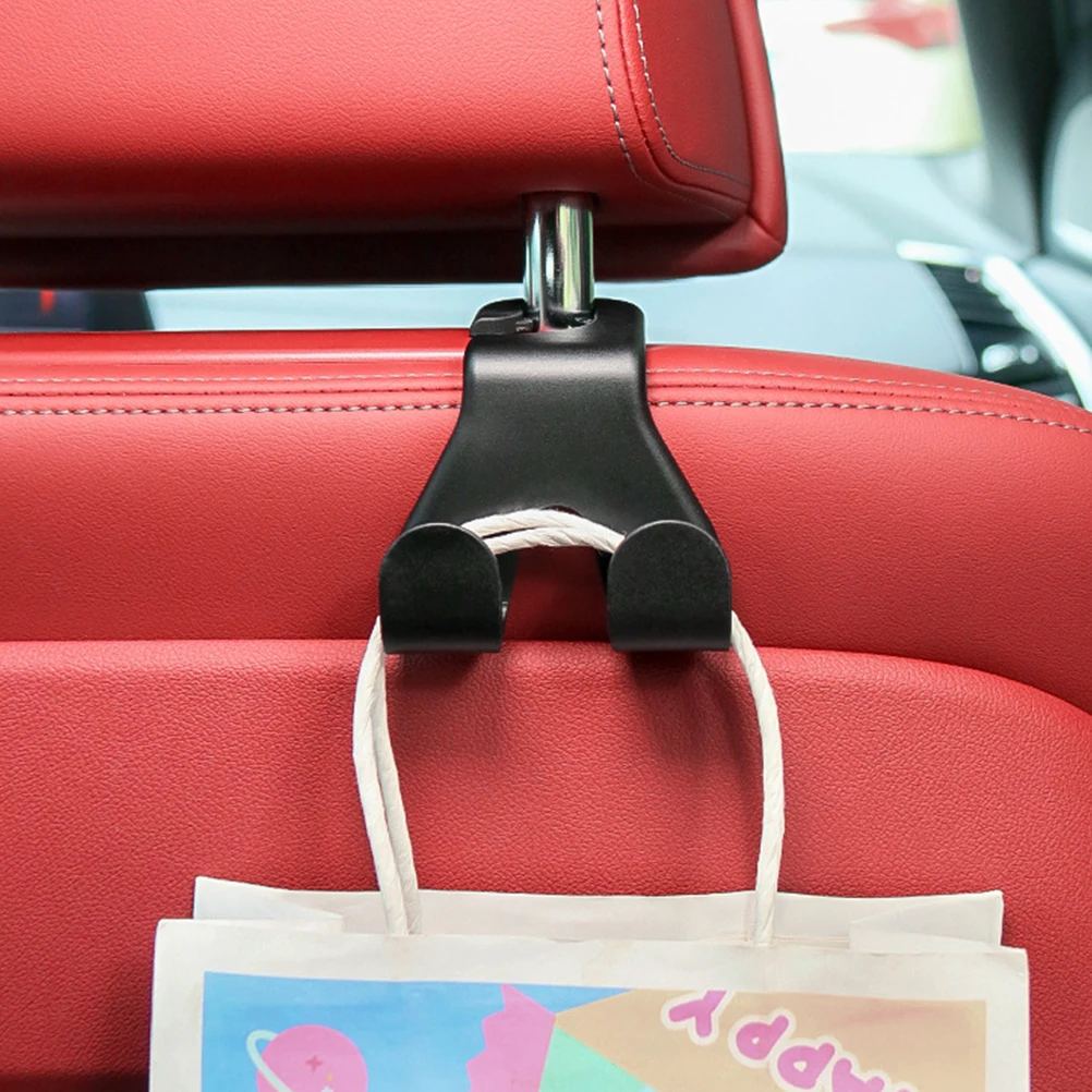 

4pcs Car Hooks Black Headrest Hangers Phone Purse Key Holder Durable Plastic Hanger Rear Backseat Storage Accessories