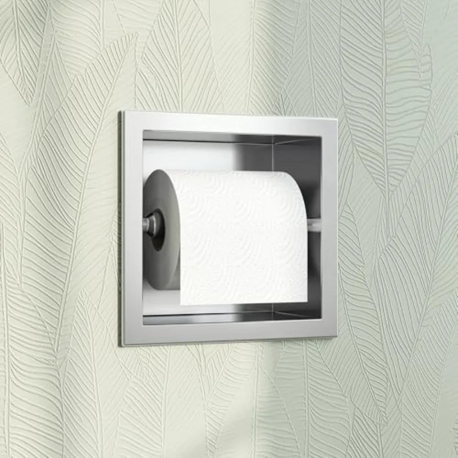 

Toilet Paper Holder, SUS 304 Stainless Steel Recessed Toilet Paper Holder Built-in, in Wall Toilet Paper Wall Holder for Bathro