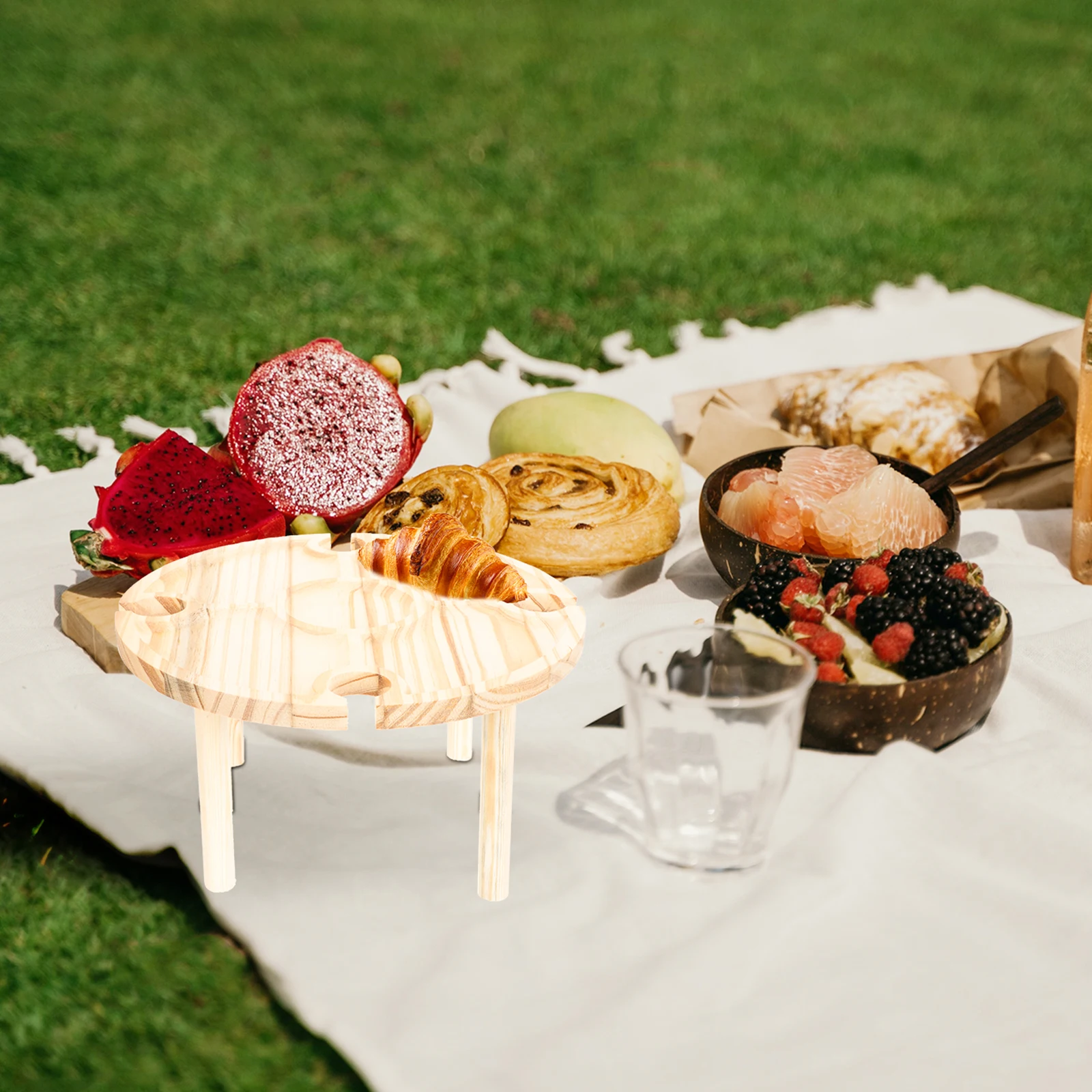 

Wooden Dining Picnic Outdoor Picnic Rack Table Rack Storage Holder Multi Functional Garden Furniture