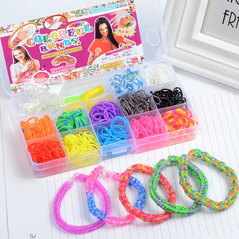 Elastic Rubber Bands DIY Tool Set Colorful Weave Machine Bracelet Handicraft Kit Girl Gift Kids Toys for Children 7 8 10 Years