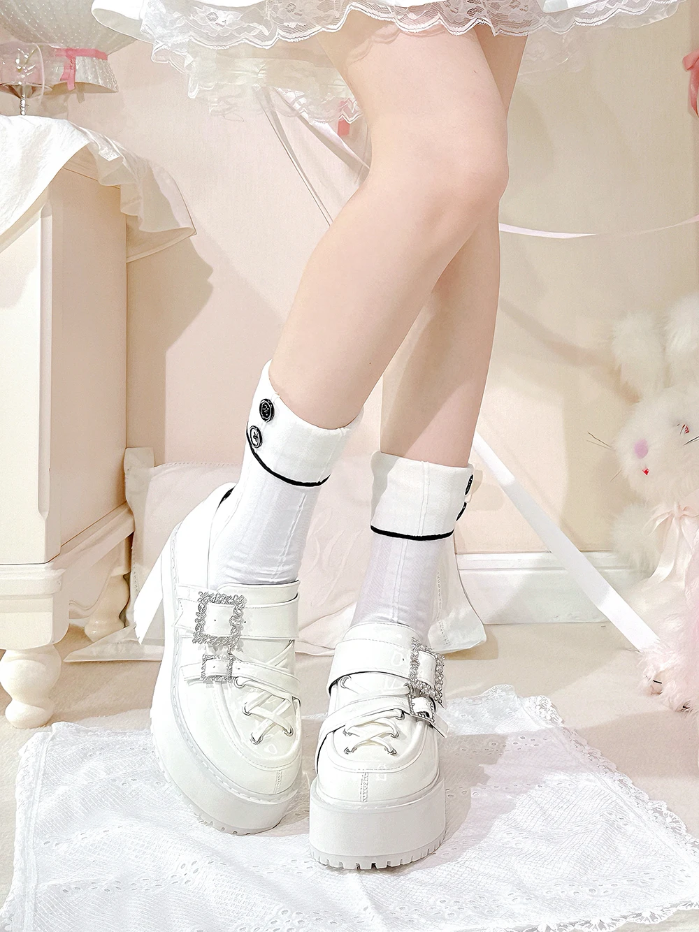 الأصلي الحلو لوليتا أحذية سميكة سوليد الخريف جديد الفتيات الحلو أنيقة موضة أحذية من الجلد الألغام أحذية منصة الإنتاج الضخم #6