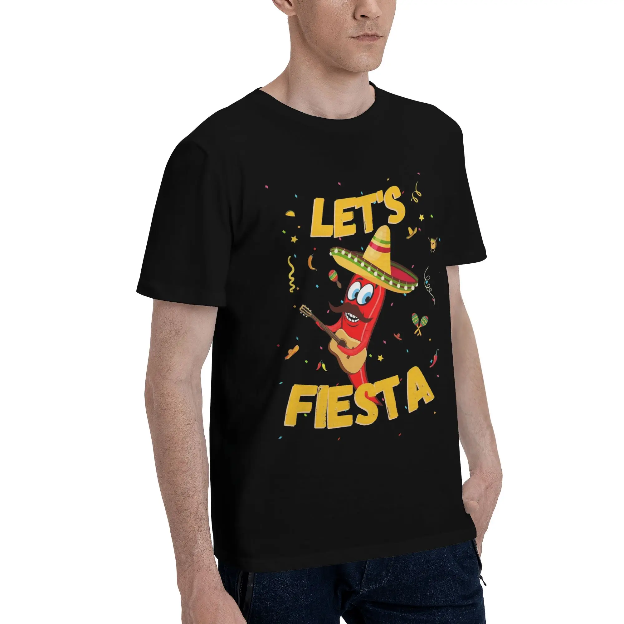 Let's Fiesta Cinco De Mayo  Tee Shirt for Men Women Gift T Shirts  100% Cotton Clothing