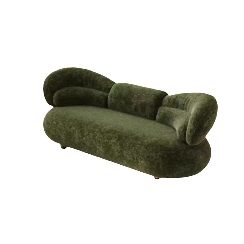 

French antique fabric sofa living room small apartment creative bow backrest curved corduroy sofa