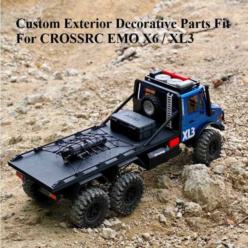 1/8 RC Rock Crawler Custom Flatbed Trailer Accessory Decor Set For CROSSRC X6 XL3 Offroad Vehicle Exterior Tuning Parts
