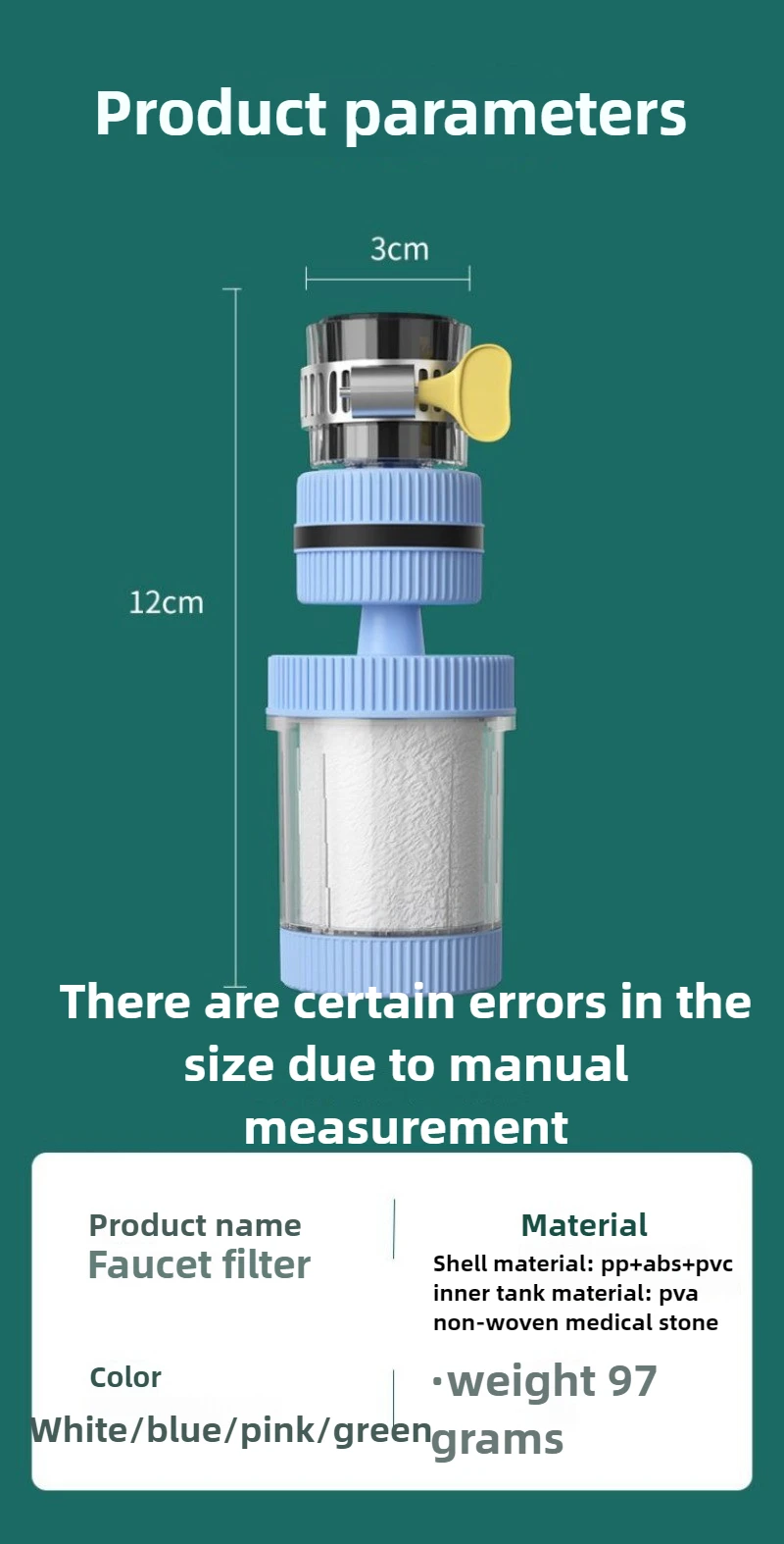 Prefiltro de filtro de grifo adecuado para grifos universales 360 °   Giratorio tanto para filtros de agua fríos y calientes fáciles de instalar