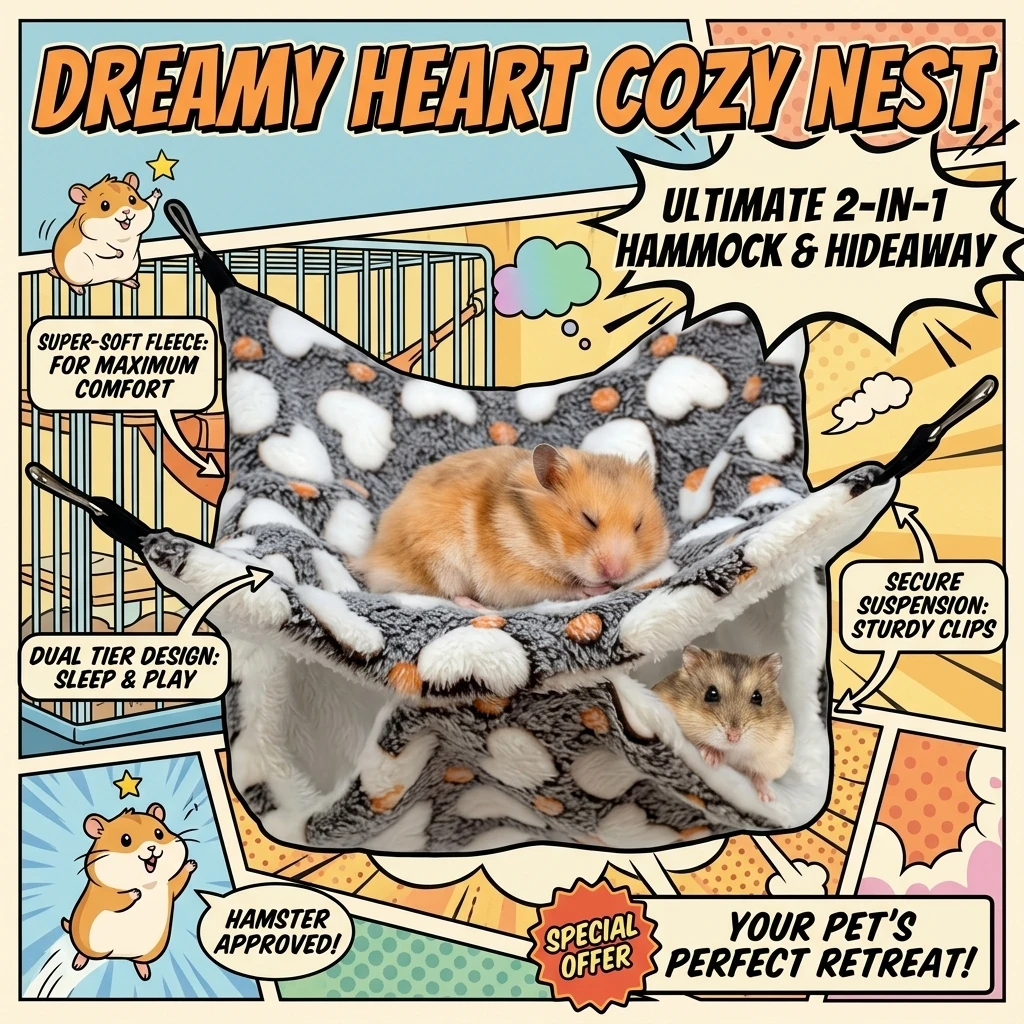 Hamster Hammock Small Pet Hanging Bed Double Warm Thickened Honeybug Flying Squirrel Guinea Pig Hammock Pet Cage Accessories