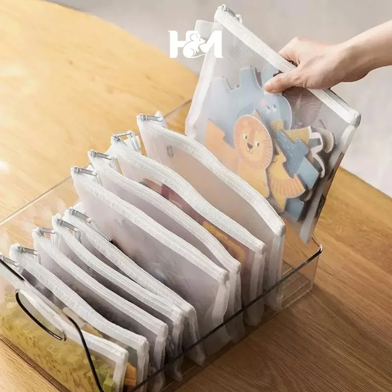3pcs Mesh Zipper Pouch A4A5A6 Student Waterproof Zip File Bag Makeup Bag School Office Supplies Miscellaneous Storage Organizer