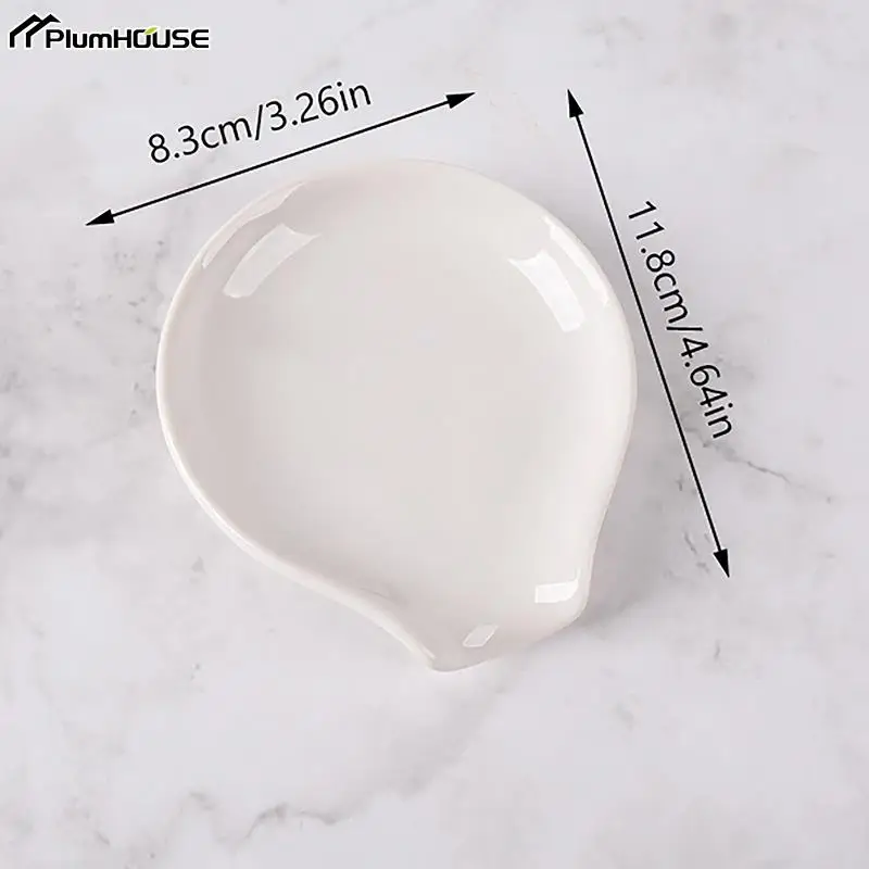 1Pc Multipurpose Ceramic Spoon Rest Pad White Spoon Holder Kitchen Utensils Tableware Spoon Put Mat Device Kitchen Dishes