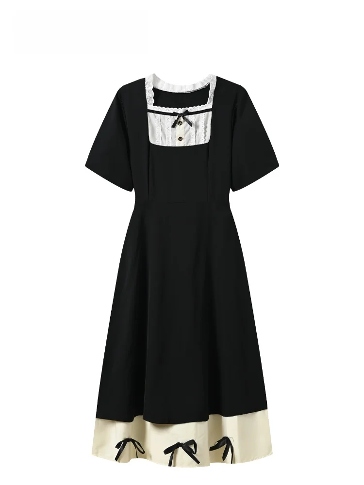 

Summer New Style Cara CLUB plus Size Short Sleeve Dress Hepburn Style Midi A-Line Skirt for plus Size Women French Style Dail...