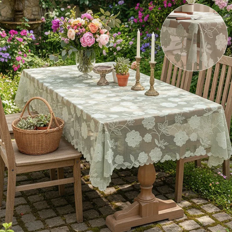 

American Style Tablecloths Wedding Decorations Embroidered Lace Tablecloths Dust-proof Breathable Skin Friendly Home Decor 식탁보