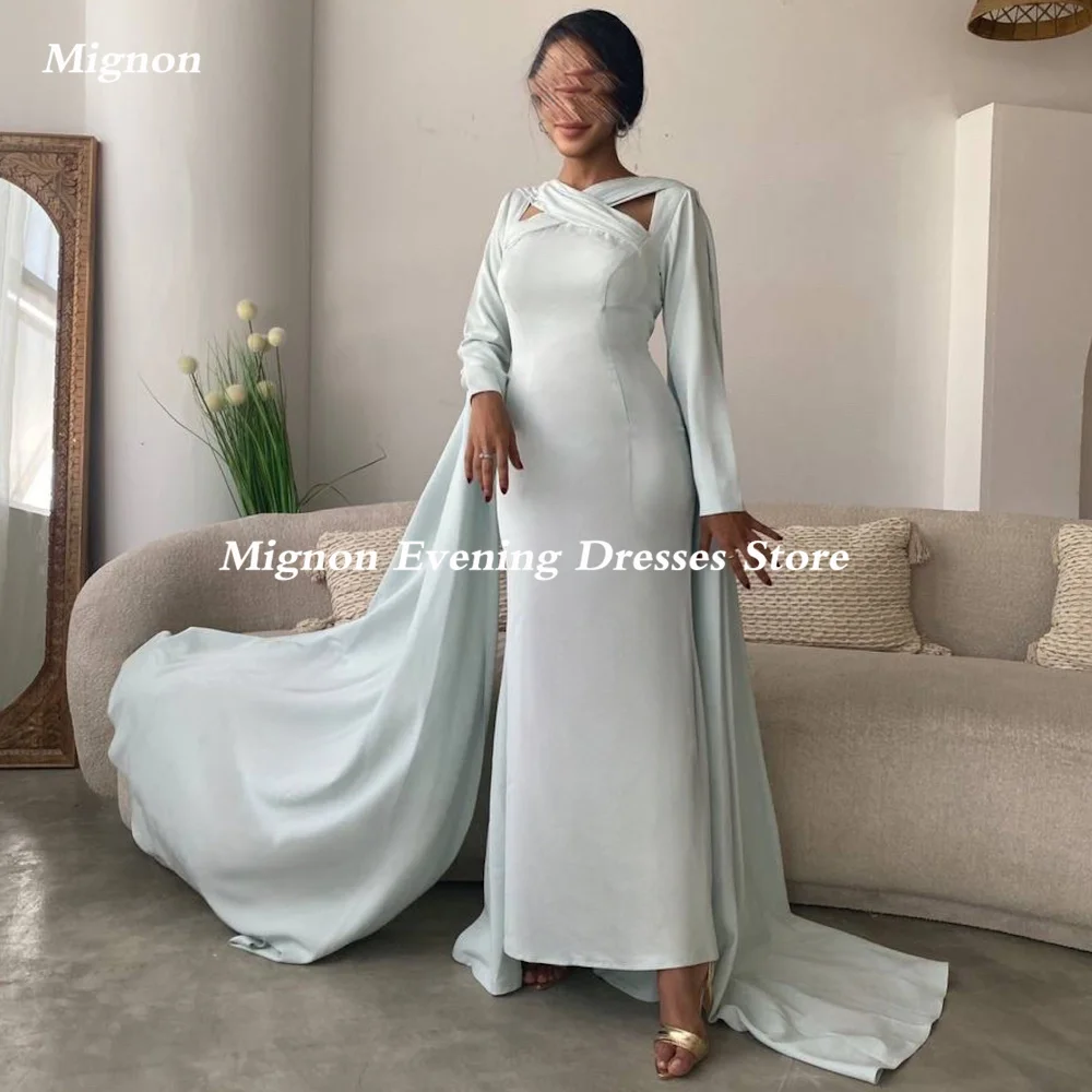 Mignon-Robe de Rhsirène en satin pour femme, encolure carrée, longueur de rinçage, volants formels, robe de soirée élégante pour la présidence, Populer, 2023