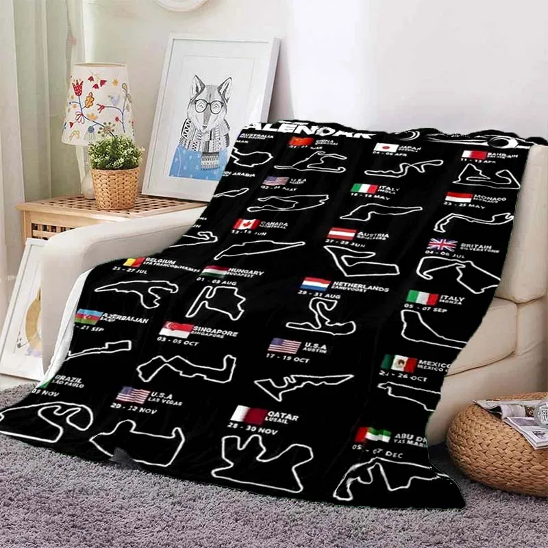 Racing Circuit Track Map Flannel Throw Blanket Cozy Soft Lightweight All Season Sofa Couch Bed Decor Gift for Motorsport Lovers