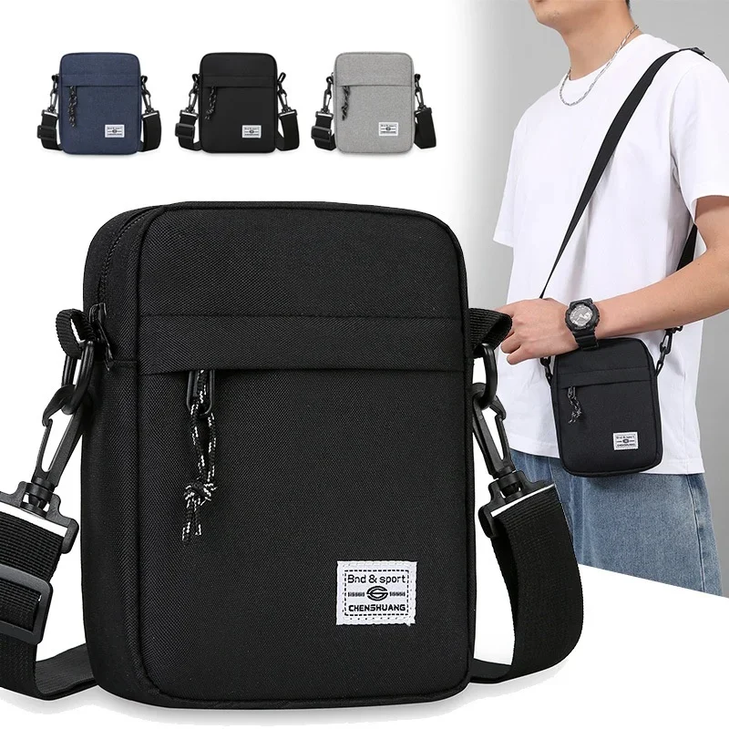 Canvas Crossbody Shoulder Bag Mini Phone Pouch Lightweight Unisex Outdoor Hiking Travel Sport Square Cotton Sack Daily Accessory