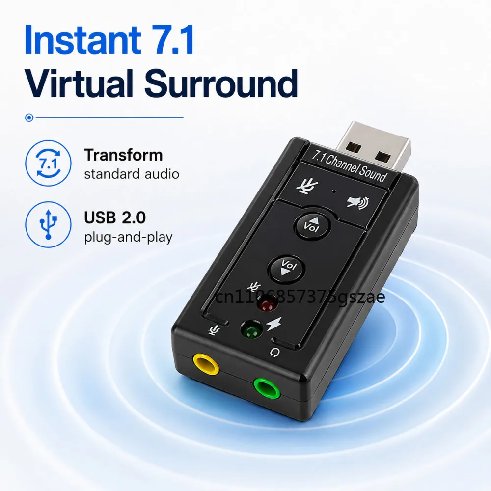 USB 2.0 3D Virtual 12Mbps External 7.1 Channel 3D Virtual Audio Sound Card Adapter for PC Laptop
