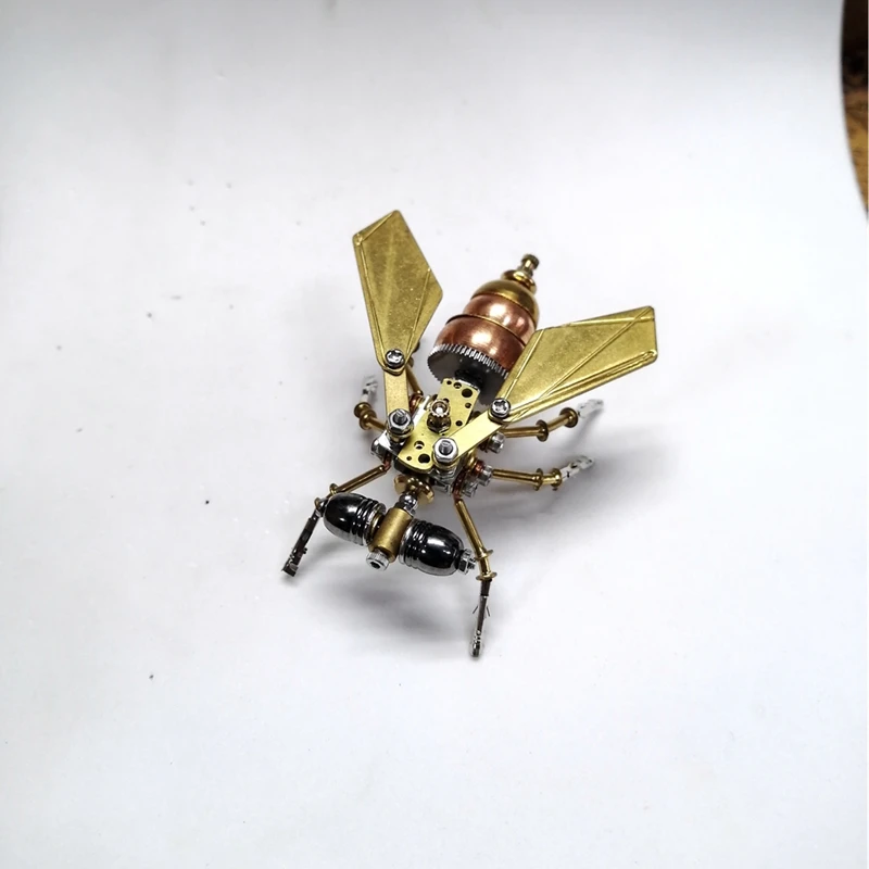 Mainan Puzzle 3D Kit Model Lalat Kecil Perakitan Logam DIY untuk Hadiah Anak-anak Dewasa Ornamen Serangga Mekanis Steampunk Buatan Tangan Murni