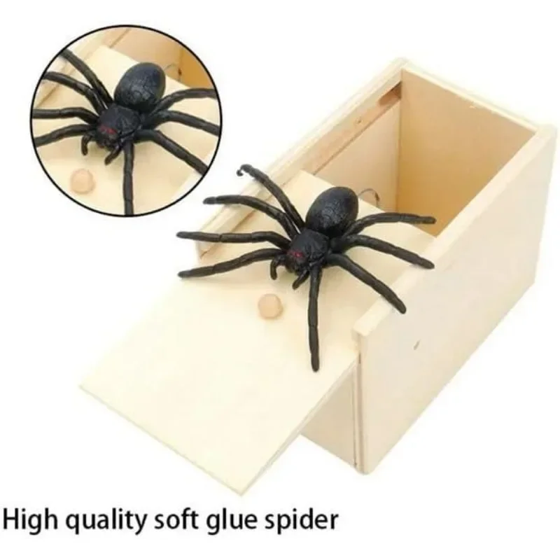 صندوق تخويف العنكبوت الخشبي للخداع ، مزحة مخفية ، لعبة ممتعة ، هدية عيد الميلاد المضحكة ، ألعاب مضحكة #5