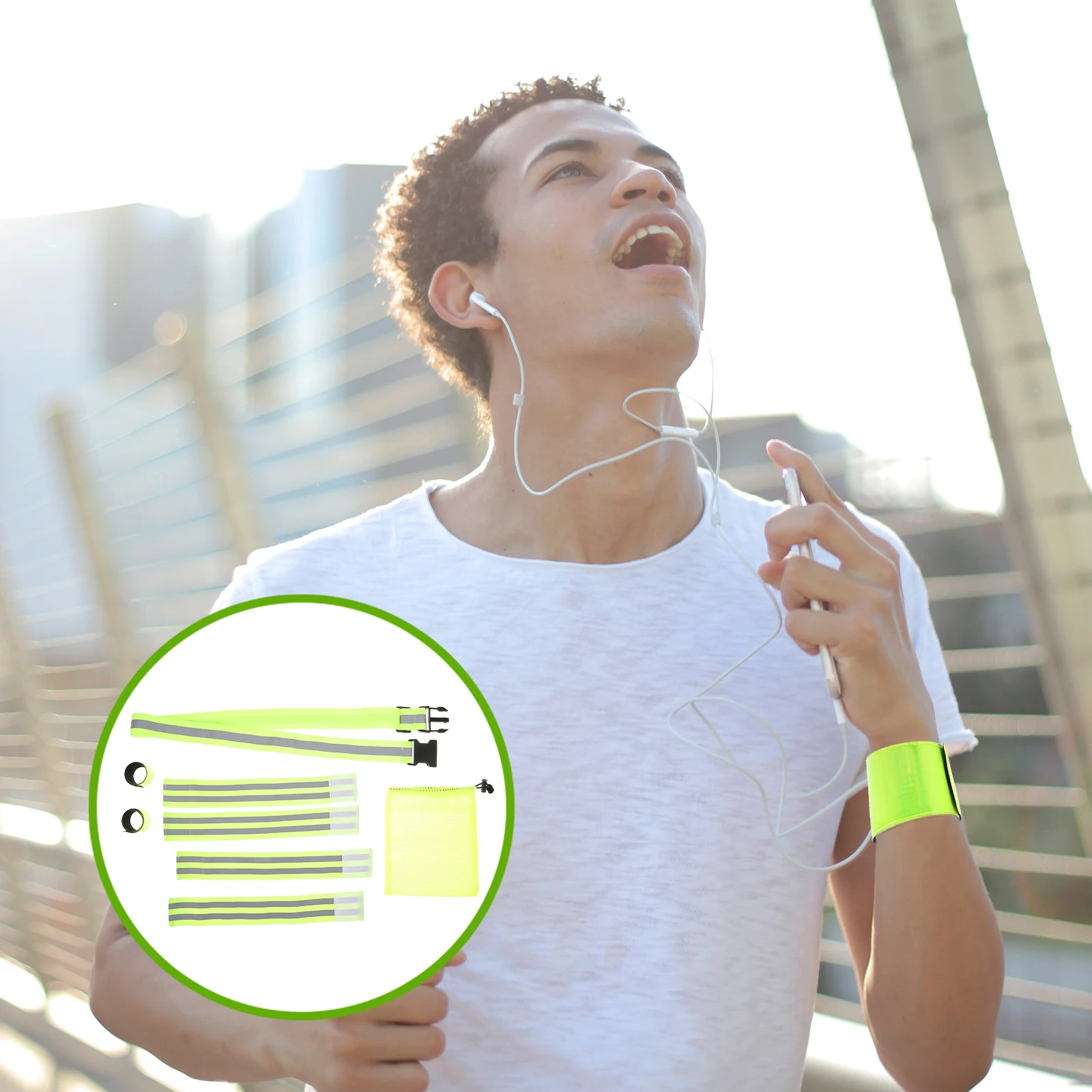 

1 Set High Visibility Reflective Strap Bands Night Running Safety Adjustable Shoulder Belt Wristband Ankle Bands Outdoor Sport