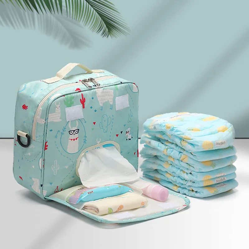 Diaper Bag Women Shoulder Bag Multifunctional Large Capacity Cartoon Print Mommy Bag for Hospital Delivery Travel