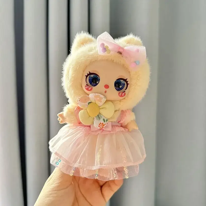 Pakaian boneka mewah Mini 16cm aksesori pakaian untuk Liila LUCKY CAT Idol kotak-kotak rok cantik hadiah pakaian