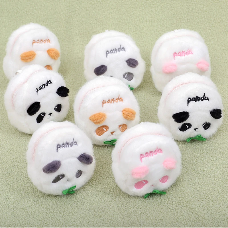 Panda Head Coin Purse Cartoon Zipper Plush Coin Purse Pouch Purse Earphone Bag Wallet Bag Key Holder Bags