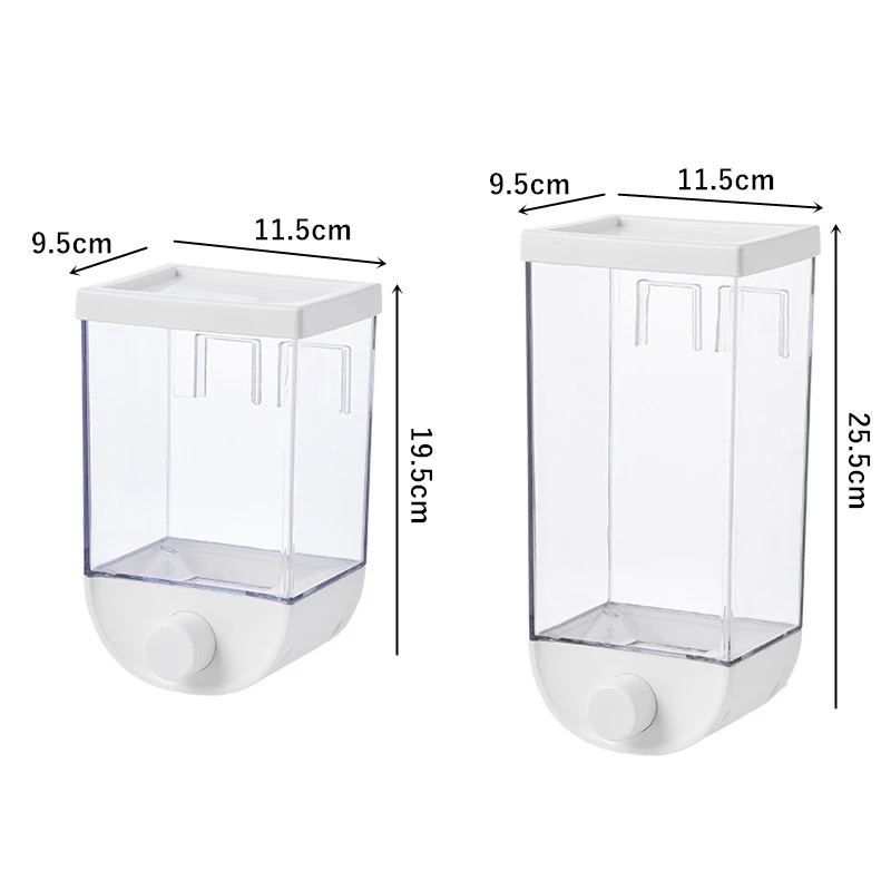 1.5L Wall Mounted Separate Rice Bucket Kitchen Cereal Dispenser Transparent Grain Jar Food Storage Box Container Sealed Tanks