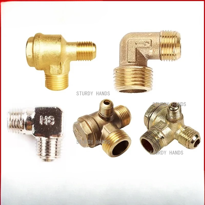 

2pcs Brass air compressor pump silent one-way valve two-way joint hardware accessories