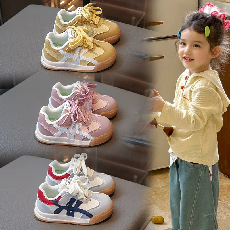 Autumn New Children Sneakers Boys Girls Low Help PU Leather Skate Shoes Non-slip Soft Sole Student Sport Casual Running Shoes