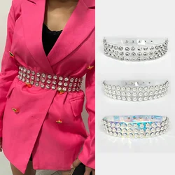 Wide Clearing Pearl Plastic belt for Women rhinestone corset cummerbund Waistband High-End luxury brands Y2K Women's belt female