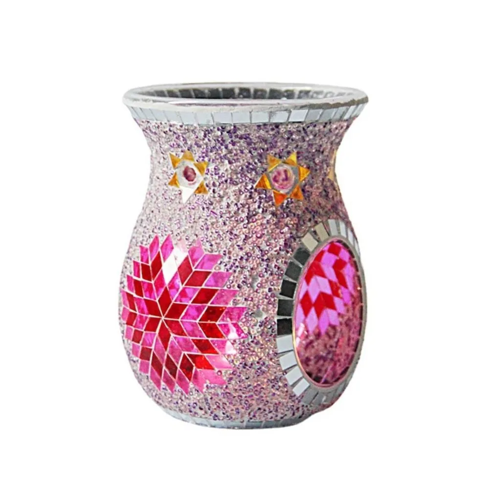 Mosaic Glass Aroma Candle Holder Durable Classic Essential Oil Burner Colorful Romantic Stained Glass Aroma Lamp Valentine's Day