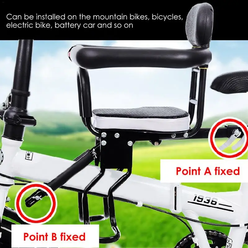 Odpinany rower dla dzieci Seat przód roweru Mount Baby Saddle Carrier bezpieczne siedzenie z poręczą dla dzieci akcesoria malucha