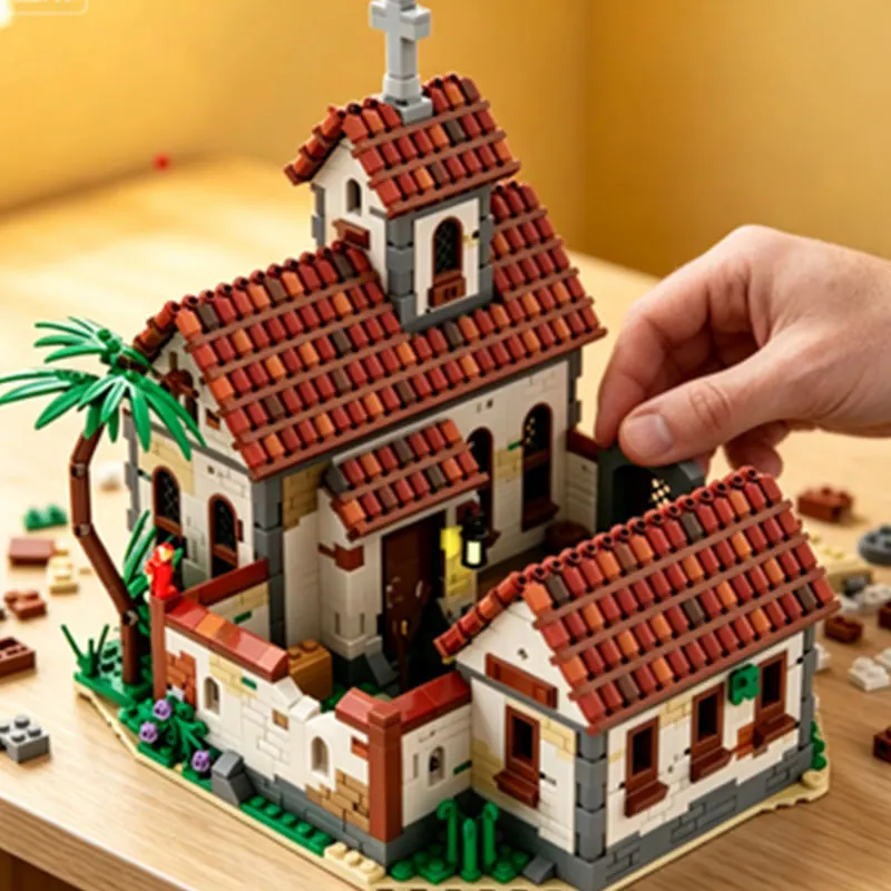 MOC Pirate Building Church Castle Small Particle Assembly Building Block Model Toy Gift 2050pcs