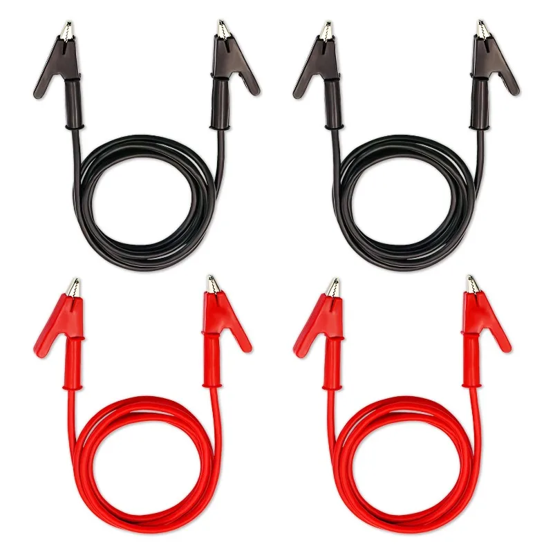 4Pcs 1M Alligator Clips Test Leads Dual Ended Silicone Jumper Wire with Insulators Clips Test Flexible Copper Cable for Testing