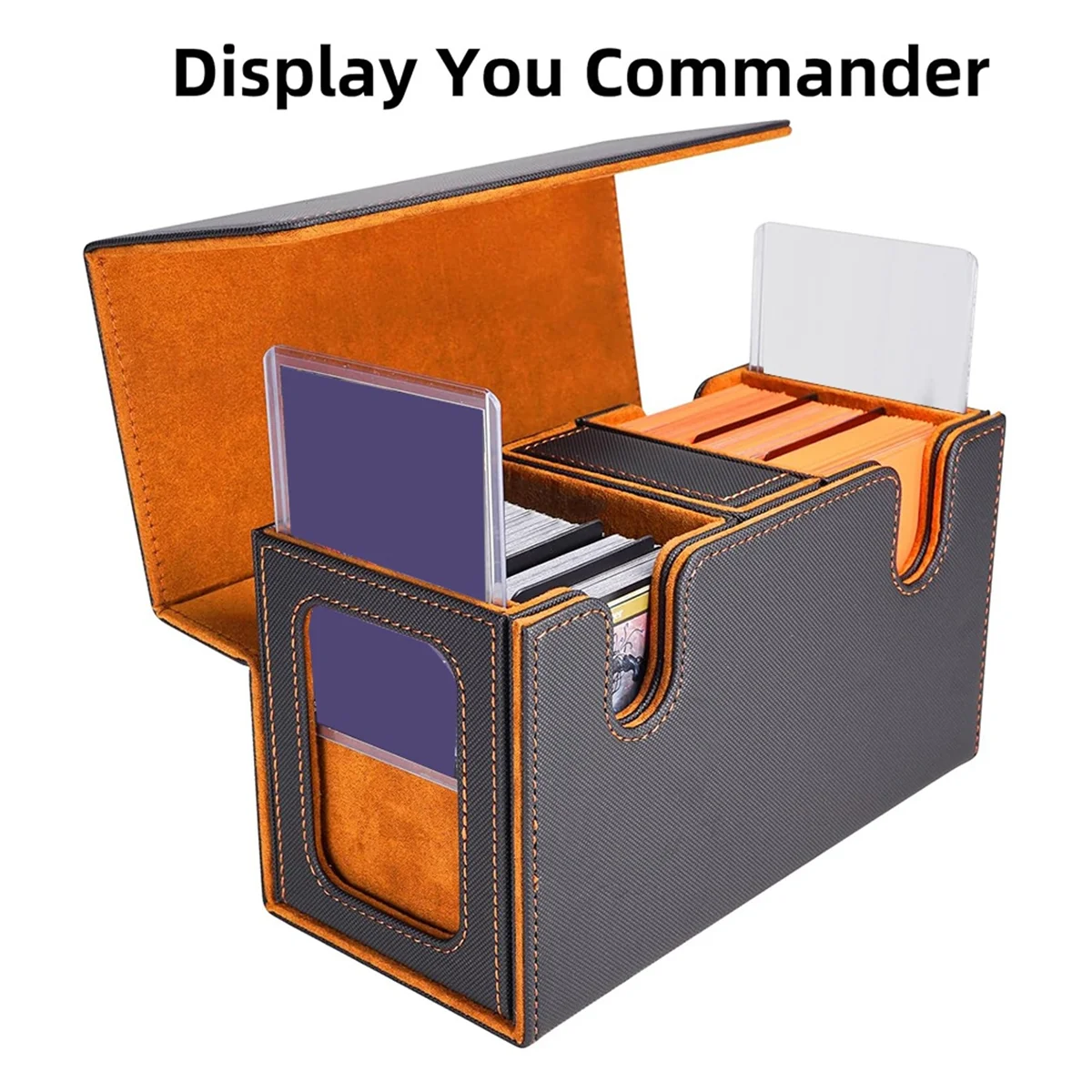 Karten-Aufbewahrungsbox für mehr als 200 Karten, 3-in-1-Kartendeck-Etui, orange