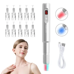 Rechargeable electric nano needle professional pen with 10 round nano pens facial skincare tools facial beauty equipment