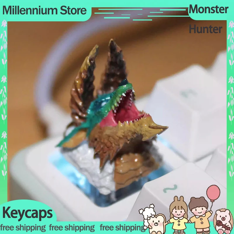 

Monster Hunter Keycaps Original Design Dragon Themed Game Keyboard Keycaps Personalized 3d Resin Customization Anime Keycap Gift