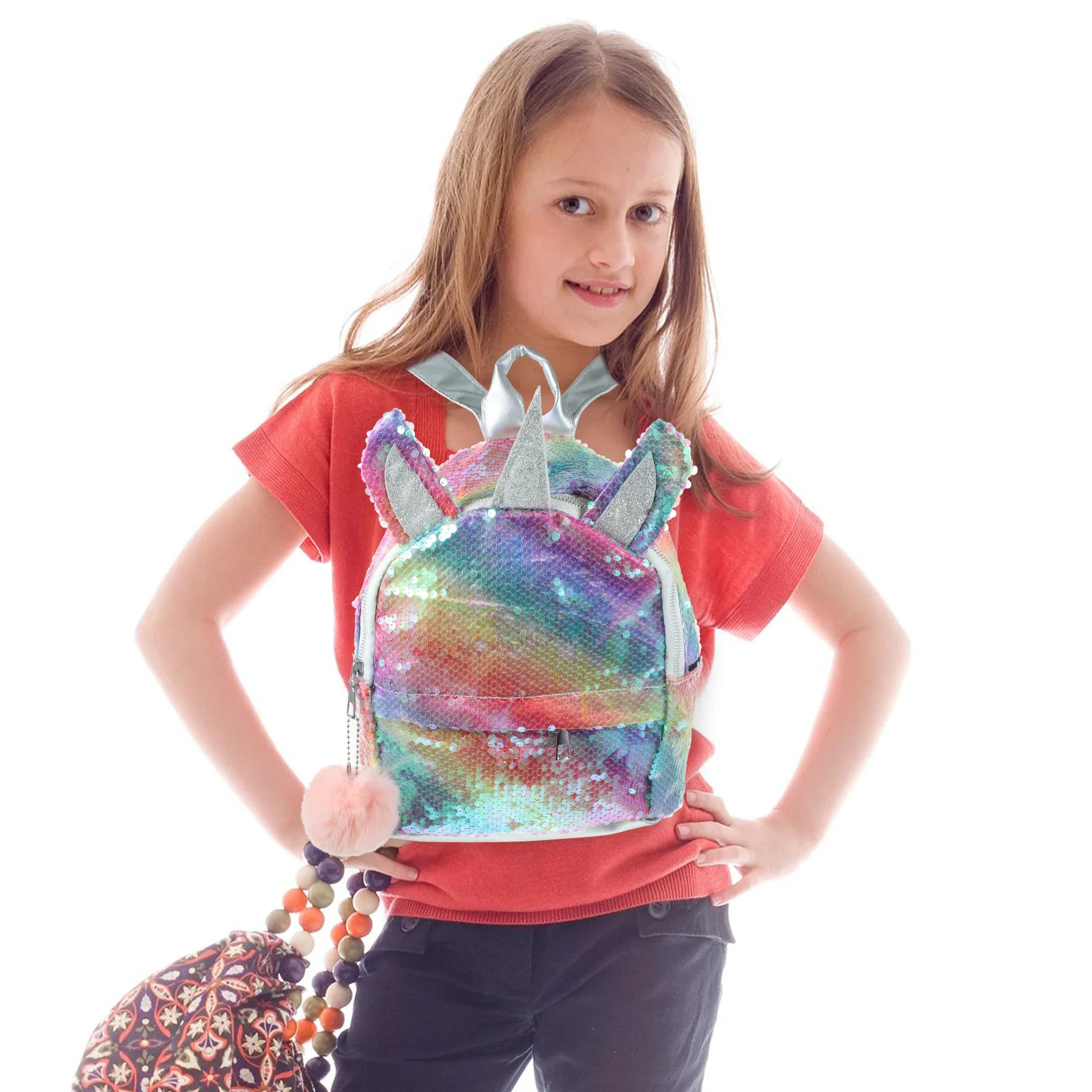 1Pcs Unicorn Sequined Backpack Rainbow Soft Texture Lightweight School Backpack for Students Portable Multi Pocket Laptop Bag