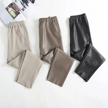 AYUNSUE Echtem Schaffell Leder Hosen für Frauen Kleidung 2023 Stretch Kleine Fuß Hosen Koreanischen Stil Hosen Pantalon Femmes