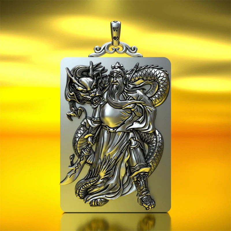 BOCAI S999 Sterling Silver Buddha Pendant Ornaments GuanYu The Ancient God Of Wealth Pure Argentum Amulet for Men and Women